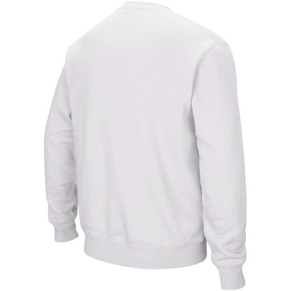 Men's Colosseum White Kansas Jayhawks Arch & Logo Crew Neck Sweatshirt
