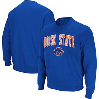 Men's Colosseum Royal Boise State Broncos Arch & Logo Crew Neck Sweatshirt