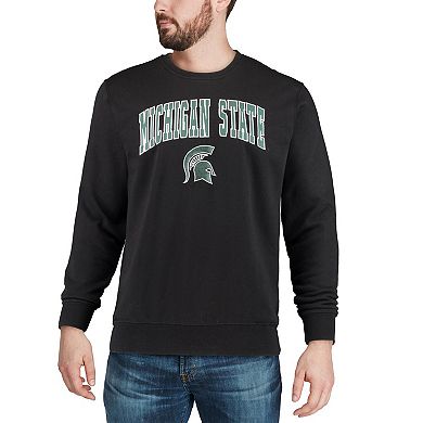Men's Colosseum Black Michigan State Spartans Arch & Logo Crew Neck Sweatshirt