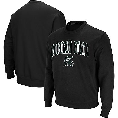 Men's Colosseum Black Michigan State Spartans Arch & Logo Crew Neck Sweatshirt