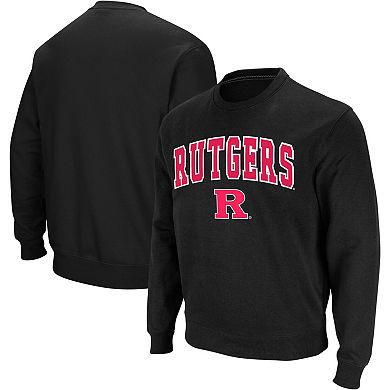Men's Colosseum Black Rutgers Scarlet Knights Arch & Logo Crew Neck Sweatshirt