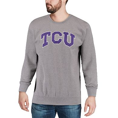 Men's Colosseum Heather Gray TCU Horned Frogs Arch & Logo Crew Neck Sweatshirt