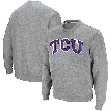 Men's Colosseum Heather Gray TCU Horned Frogs Arch & Logo Crew Neck Sweatshirt