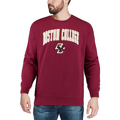 Men's Colosseum Maroon Boston College Eagles Arch & Logo Crew Neck Sweatshirt