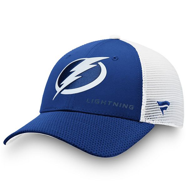 Men's Fanatics Branded Blue/White Tampa Bay Lightning Authentic Pro  Rinkside Adjustable Trucker Snapback Hat