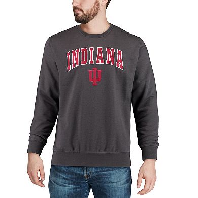Men's Colosseum Charcoal Indiana Hoosiers Arch & Logo Crew Neck Sweatshirt