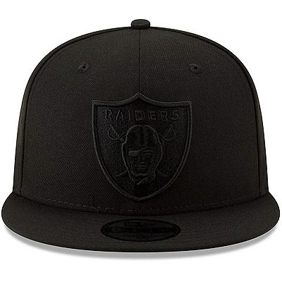 Men s New Era Black Oakland Raiders Black On Black 9FIFTY Adjustable Hat