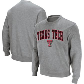 Men's Colosseum Heather Gray Texas Tech Red Raiders Arch & Logo Crew Neck Sweatshirt
