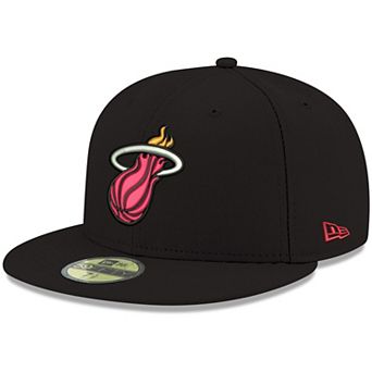 Men's New Era Black Miami Heat Official Team Color 59FIFTY Fitted Hat