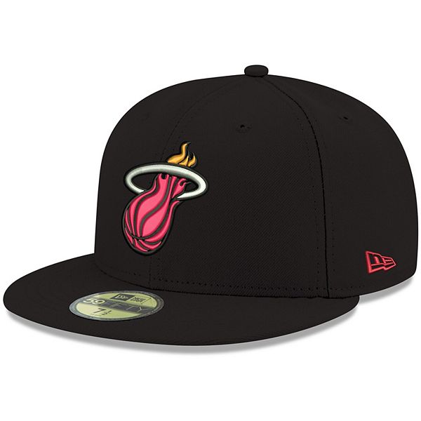Men's New Era Black Miami Heat Official Team Color 59FIFTY Fitted Hat
