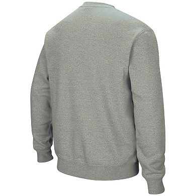 Men's Colosseum Heather Gray Wisconsin Badgers Arch & Logo Crew Neck Sweatshirt