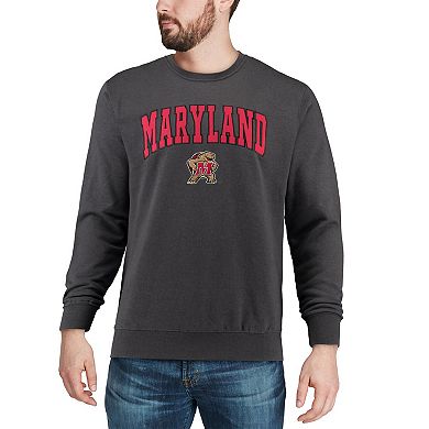Men's Colosseum Charcoal Maryland Terrapins Arch & Logo Crew Neck Sweatshirt