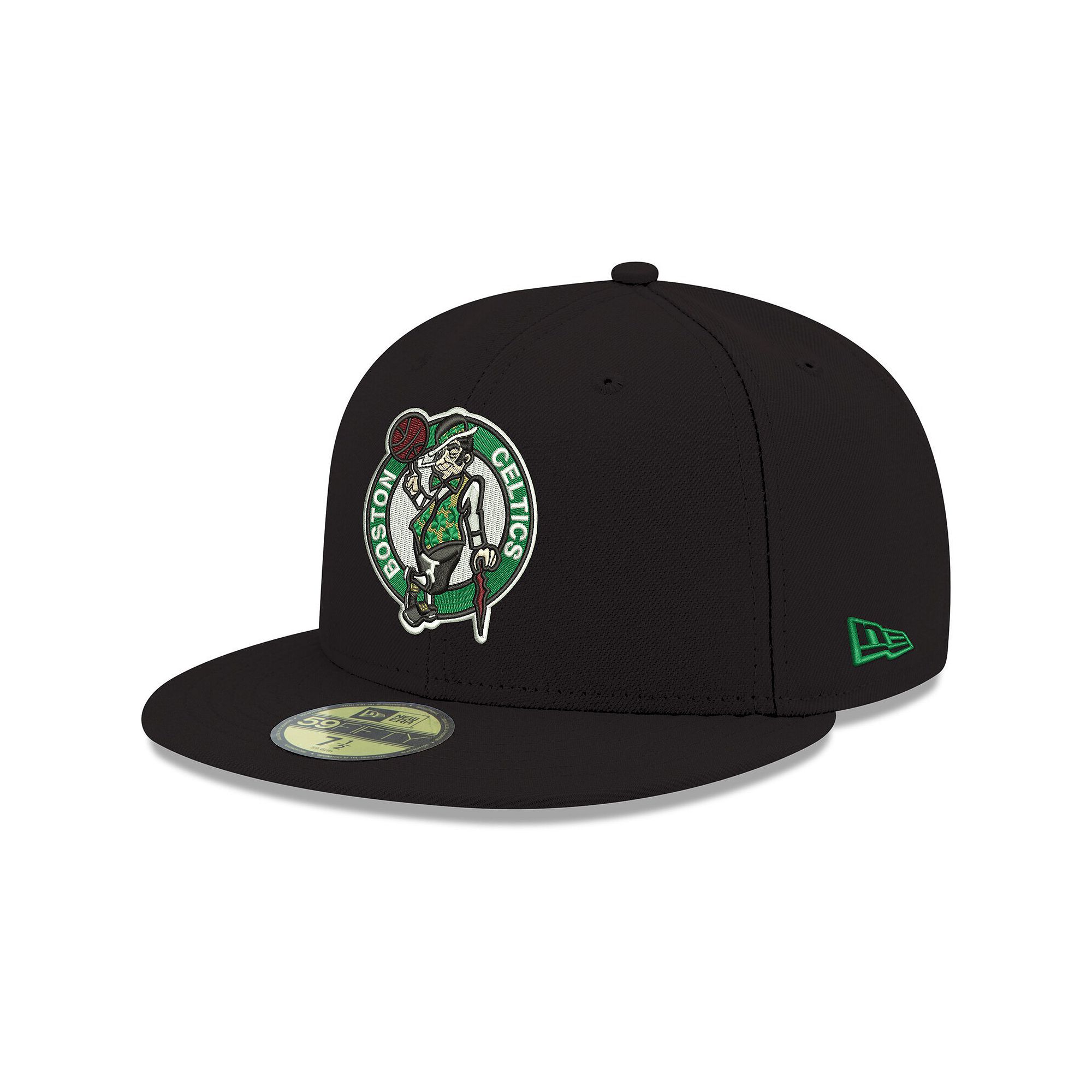 Mens New Era Black Boston Celtics Official Team Color 59FIFTY Fitted Hat, 