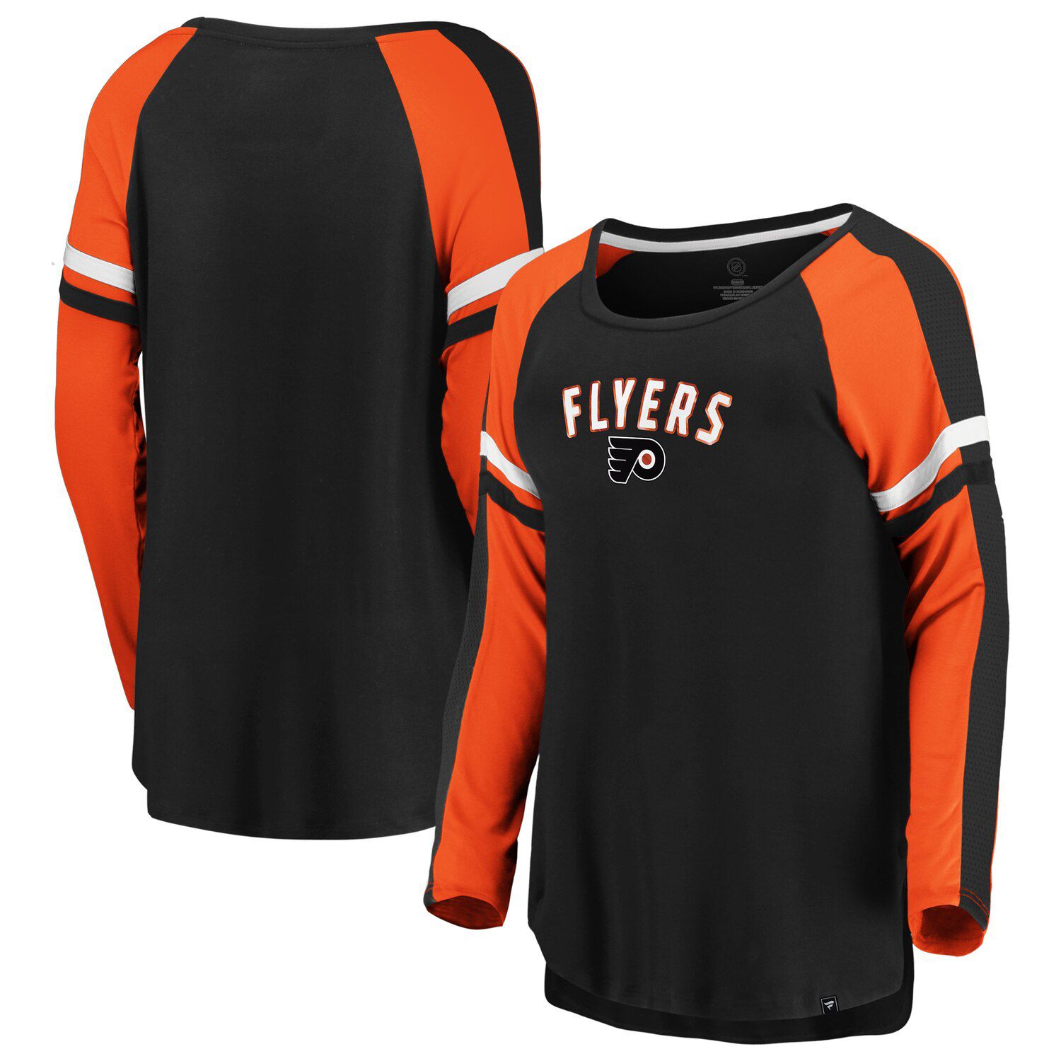 black and orange raglan shirt