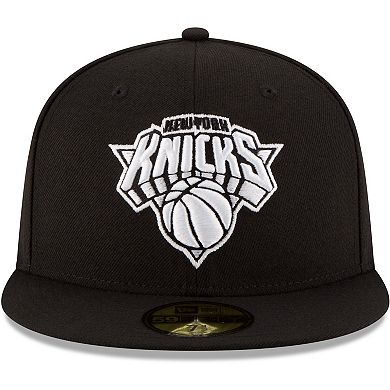 Men's New Era Black New York Knicks Black & White Logo 59FIFTY Fitted Hat