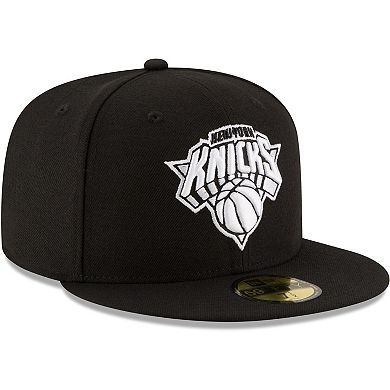 Men's New Era Black New York Knicks Black & White Logo 59FIFTY Fitted Hat