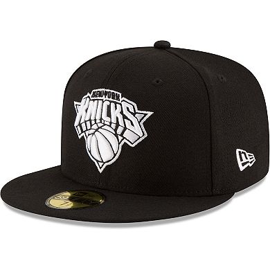 Men's New Era Black New York Knicks Black & White Logo 59FIFTY Fitted Hat