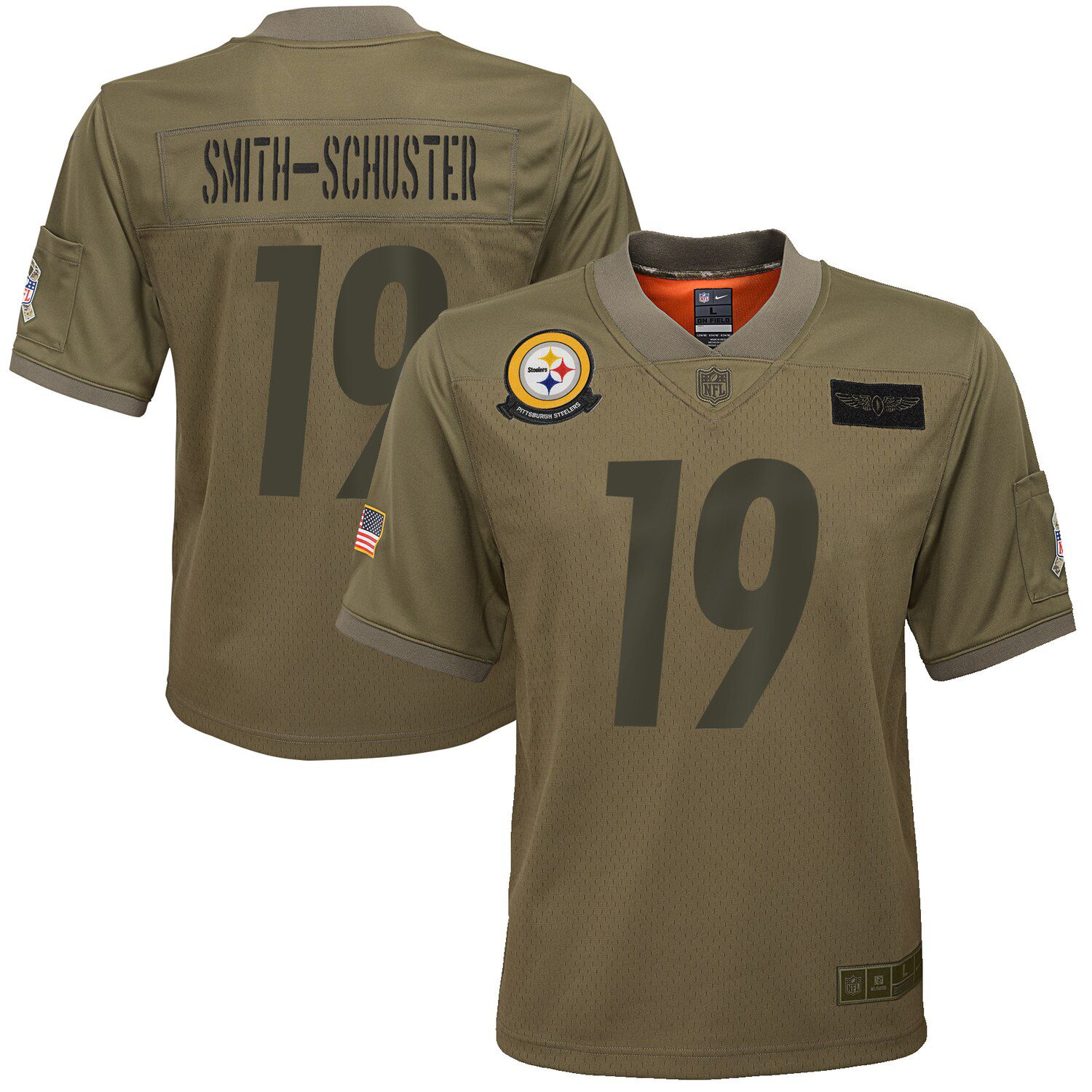 Nike Pittsburgh Steelers No19 JuJu Smith-Schuster Camo Youth Stitched NFL Limited 2018 Salute to Service Jersey