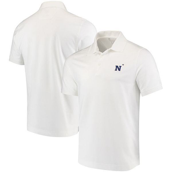Men's Cutter & Buck White Navy Midshipmen Collegiate Advantage DryTec Polo