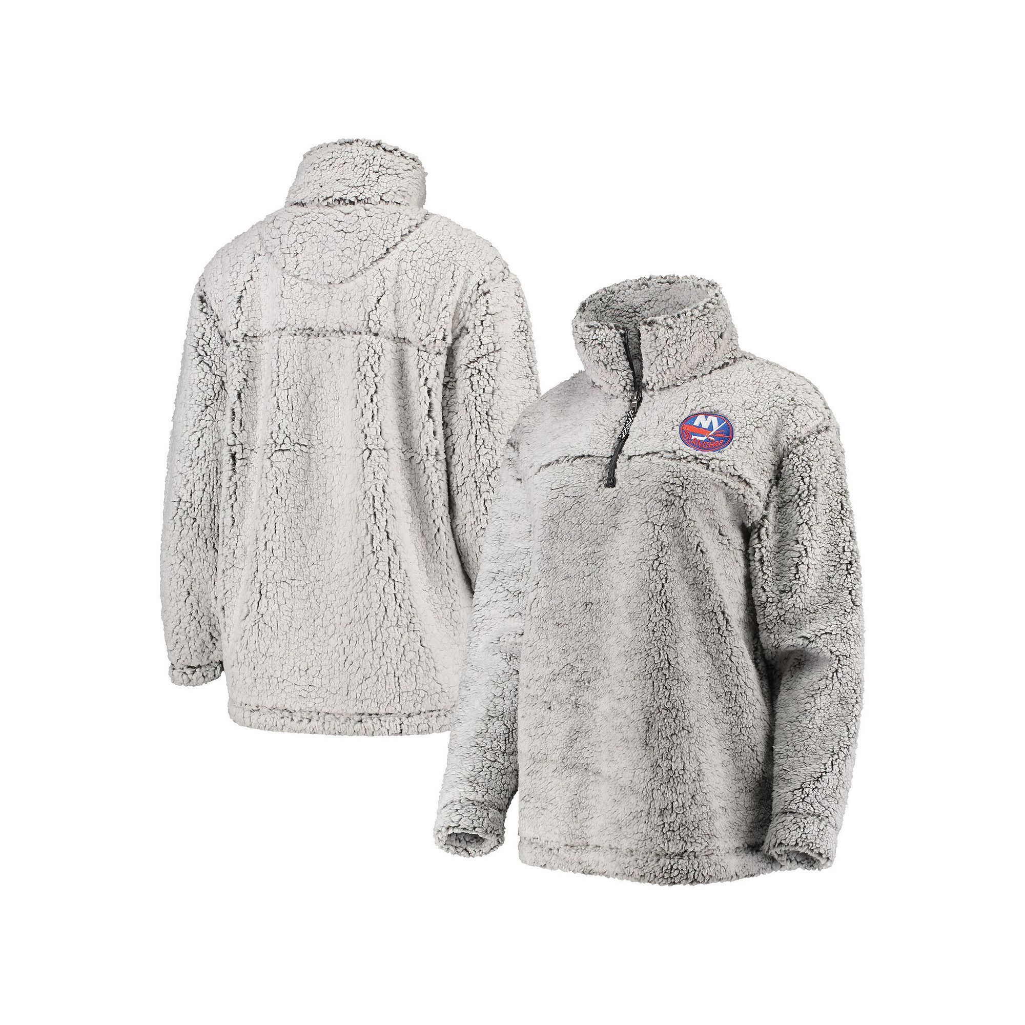 Womens G-III 4Her by Carl Banks Gray New York Islanders Sherpa Quarter-Zip