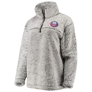 Women's G-III 4Her by Carl Banks Gray New York Islanders Sherpa Quarter-Zip Pullover Jacket