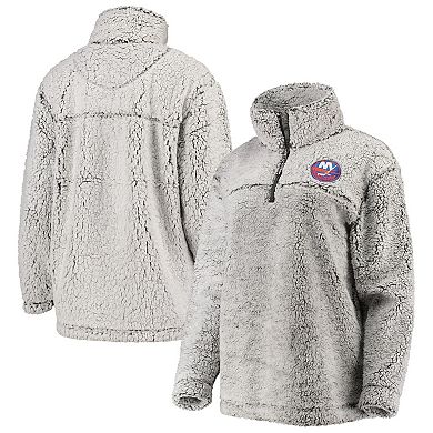 Women's G-III 4Her by Carl Banks Gray New York Islanders Sherpa Quarter-Zip Pullover Jacket