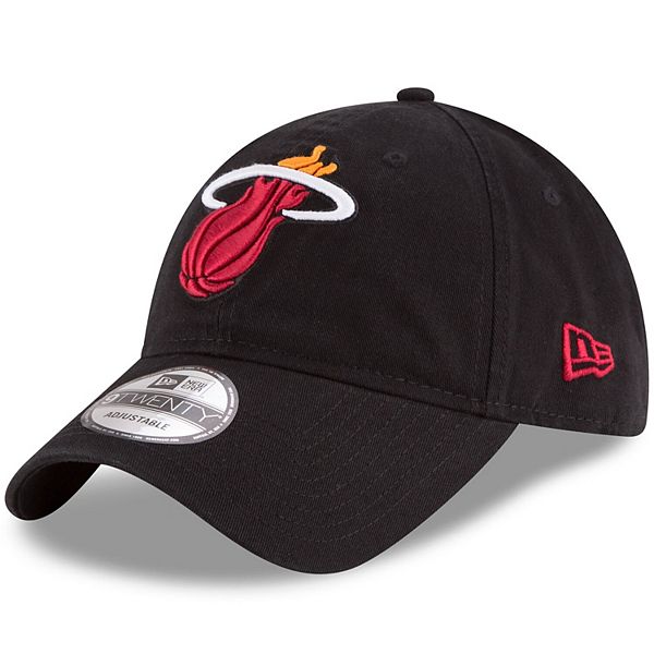 Men's New Era Black Miami Heat Official Team Color 9TWENTY Adjustable Hat