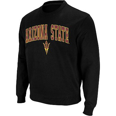 Men's Colosseum Black Arizona State Sun Devils Arch & Logo Crew Neck Sweatshirt