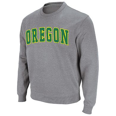 Men's Colosseum Heathered Gray Oregon Ducks Arch & Logo Sweatshirt