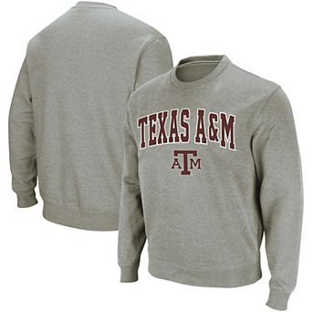 Men's Colosseum Heather Gray Texas A&M Aggies Arch & Logo Crew Neck Sweatshirt