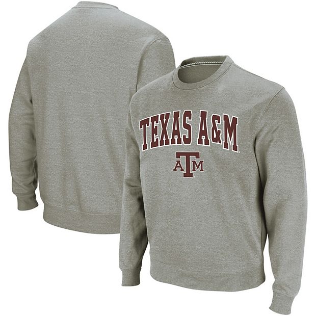 Men s Colosseum Heather Gray Texas A M Aggies Arch Logo Crew Neck Sweatshirt