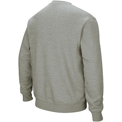 Men's Colosseum Heather Gray Texas A&M Aggies Arch & Logo Crew Neck Sweatshirt