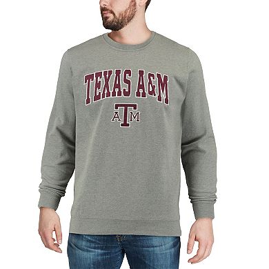 Men's Colosseum Heather Gray Texas A&M Aggies Arch & Logo Crew Neck Sweatshirt
