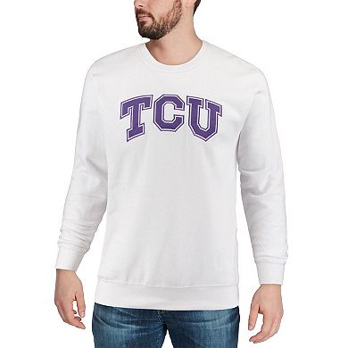 Men's Colosseum White TCU Horned Frogs Arch & Logo Crew Neck Sweatshirt