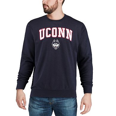 Men's Colosseum Navy UConn Huskies Arch & Logo Crew Neck Sweatshirt