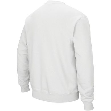 Men's Colosseum White Iowa Hawkeyes Arch & Logo Crew Neck Sweatshirt