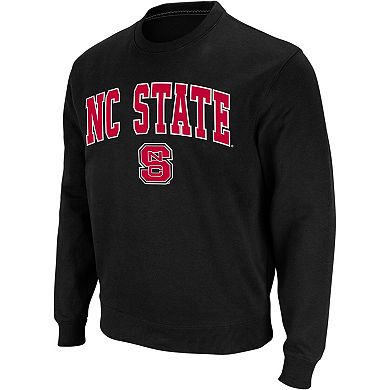 Men's Colosseum Black NC State Wolfpack Arch & Logo Crew Neck Sweatshirt