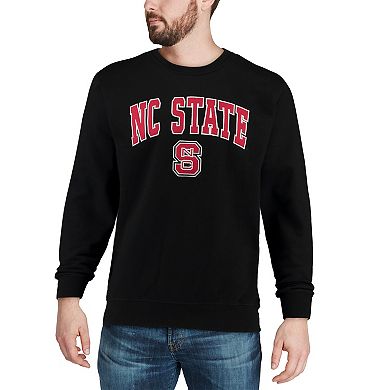 Men's Colosseum Black NC State Wolfpack Arch & Logo Crew Neck Sweatshirt