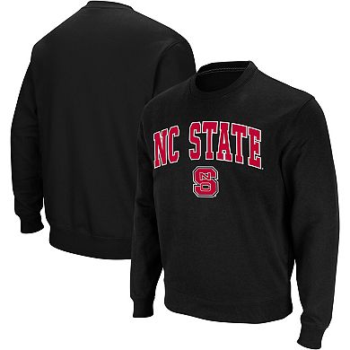 Men's Colosseum Black NC State Wolfpack Arch & Logo Crew Neck Sweatshirt