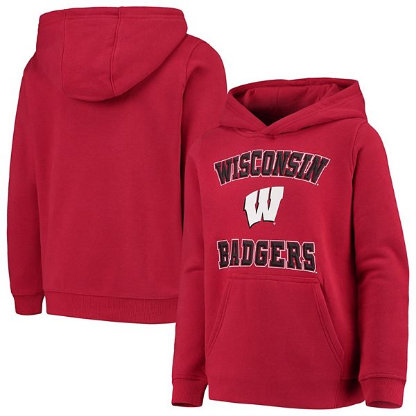 Youth Red Wisconsin Badgers Big Bevel Pullover Hoodie