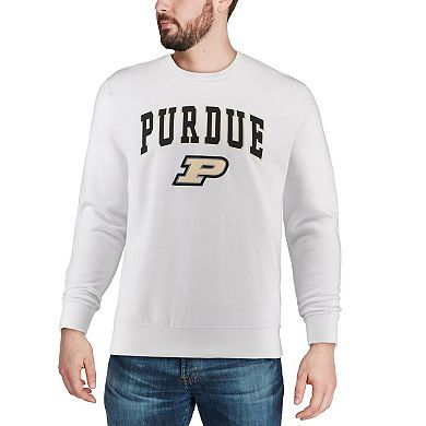 Men's Colosseum White Purdue Boilermakers Arch & Logo Crew Neck Sweatshirt