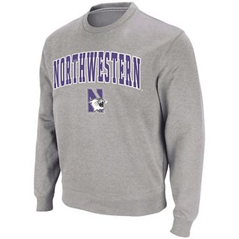Men's Colosseum Heather Gray Northwestern Wildcats Arch & Logo Crew Neck Sweatshirt