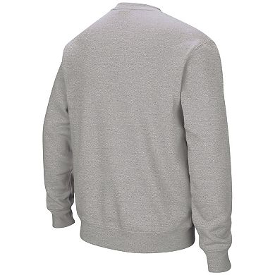 Men's Colosseum Heather Gray Northwestern Wildcats Arch & Logo Crew Neck Sweatshirt