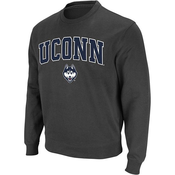 Men s Colosseum Charcoal UConn Huskies Arch Logo Crew Neck