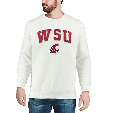 Men's Colosseum White Washington State Cougars Arch & Logo Crew Neck Sweatshirt