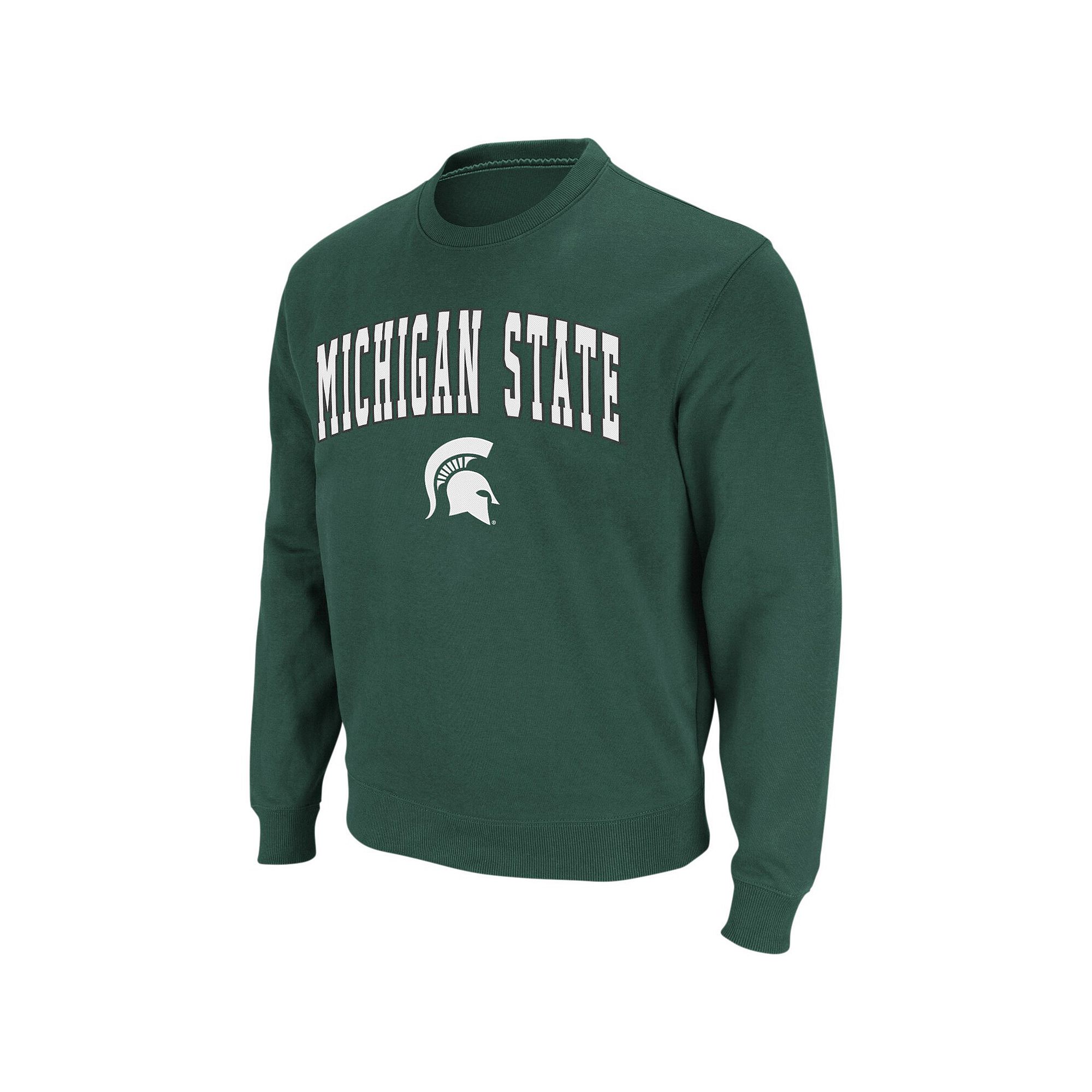 Mens Colosseum Green Michigan State Spartans Arch & Logo Crew Neck Sweatsh