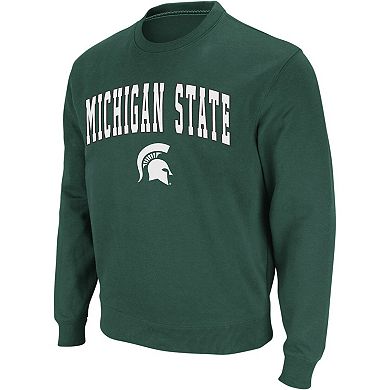 Men's Colosseum Green Michigan State Spartans Arch & Logo Crew Neck Sweatshirt