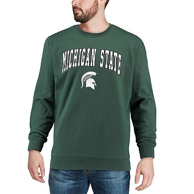 Men's Colosseum Green Michigan State Spartans Arch & Logo Crew Neck Sweatshirt