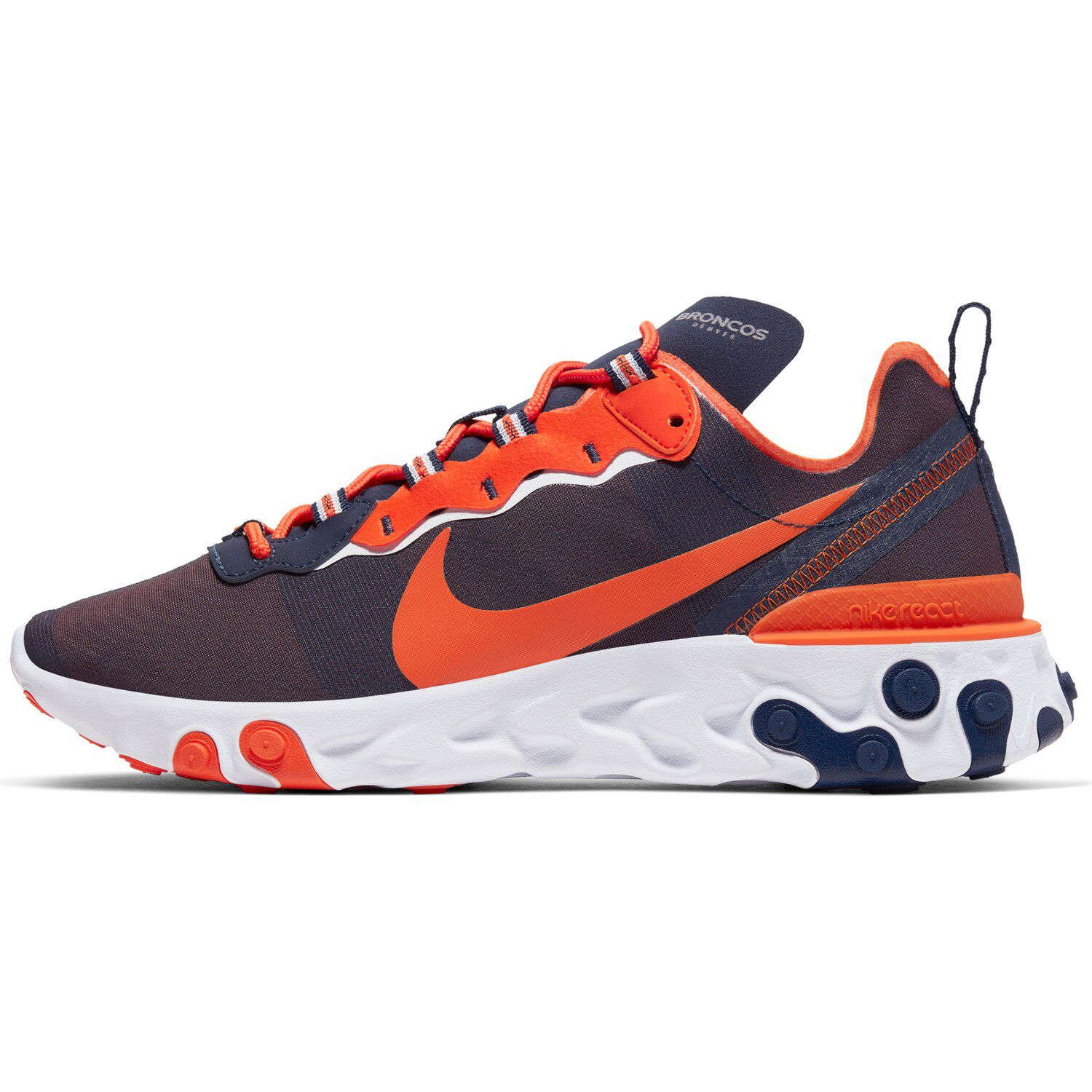 men's denver broncos nike navy react element 55 shoes