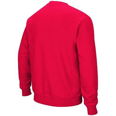 Men's Colosseum Red Wisconsin Badgers Arch & Logo Crew Neck Sweatshirt